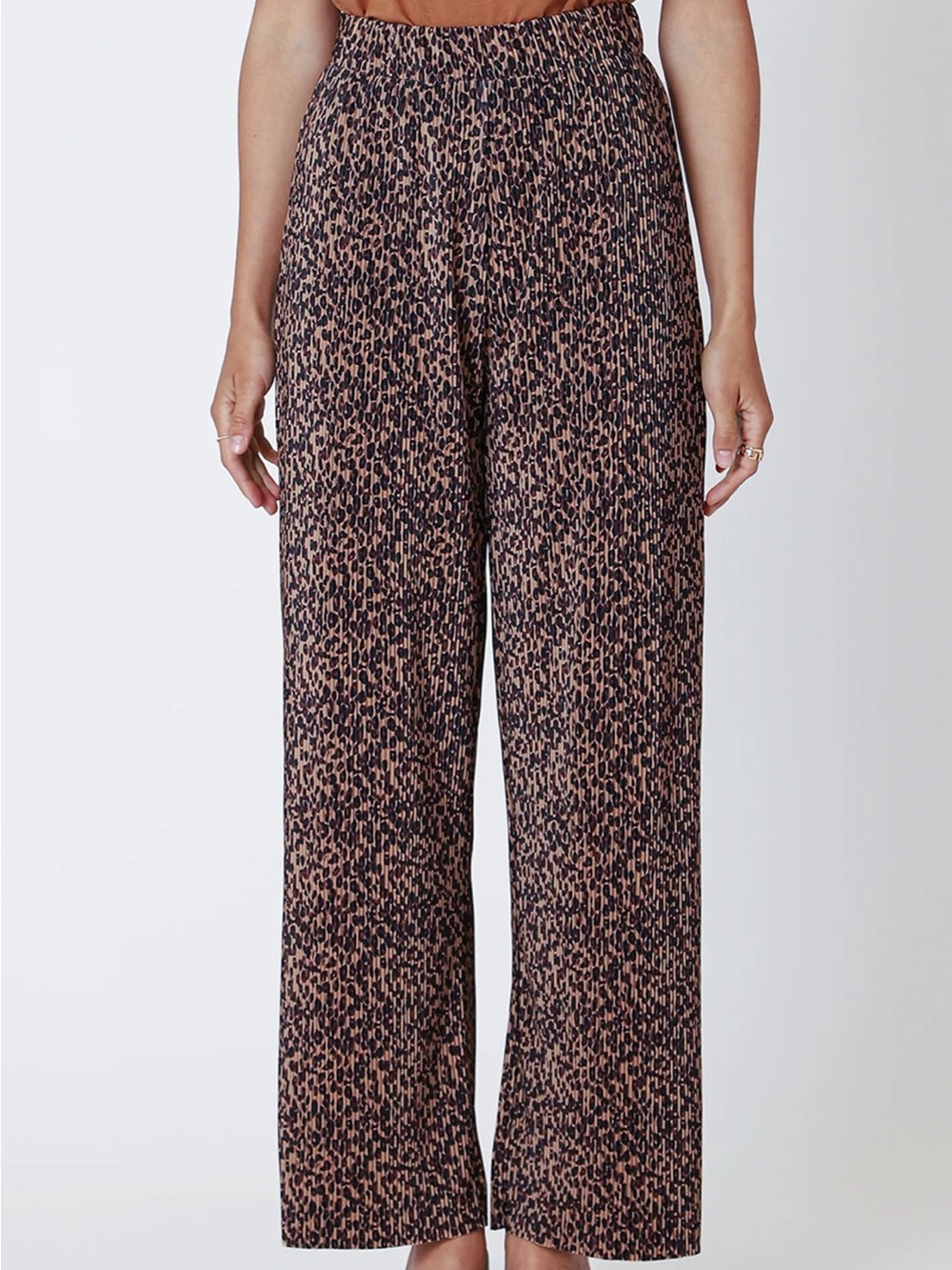 Dex Pleated Wide Leg Pants In Mini Leopard Size Small